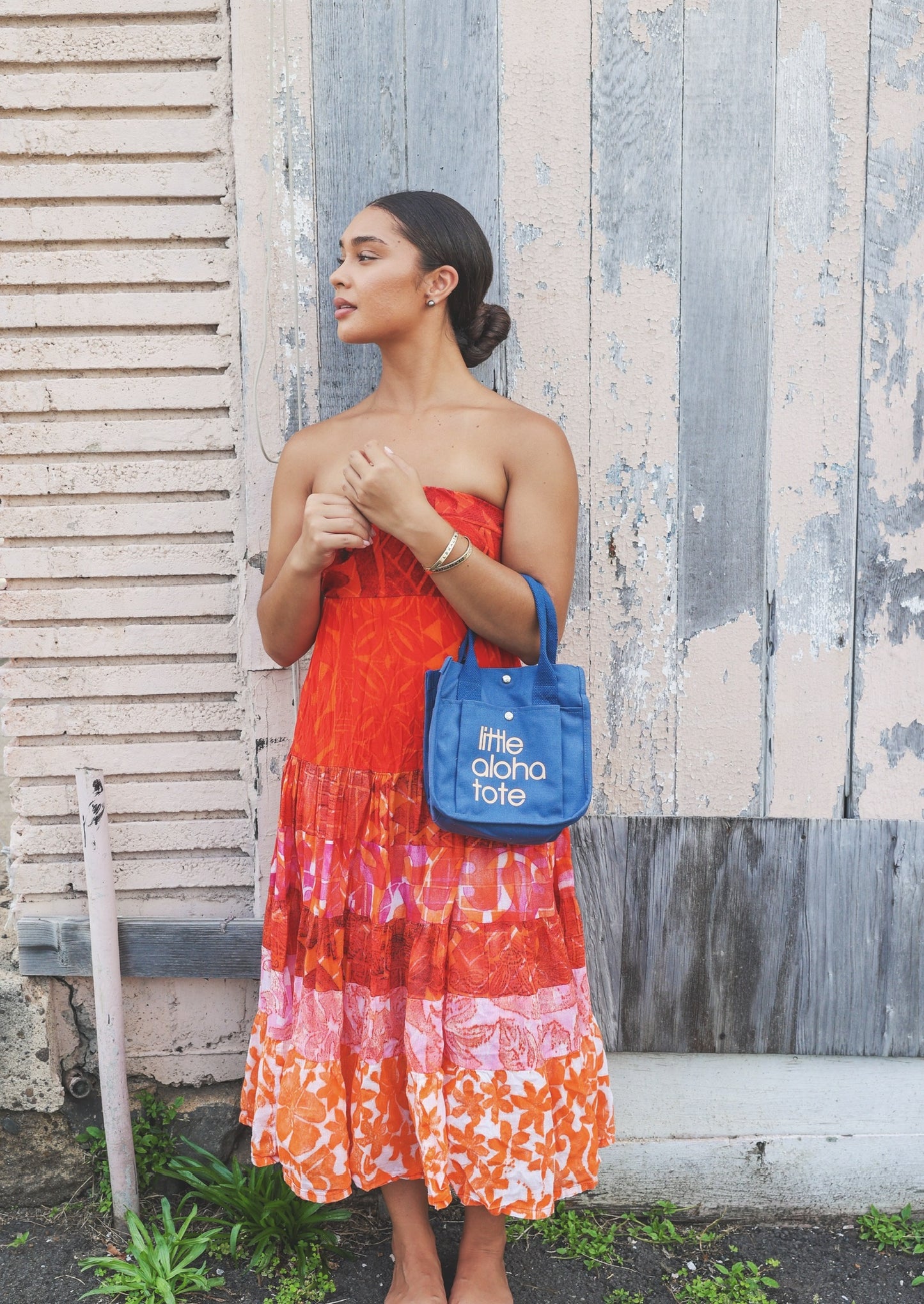 Little Aloha Tote (dark denim)