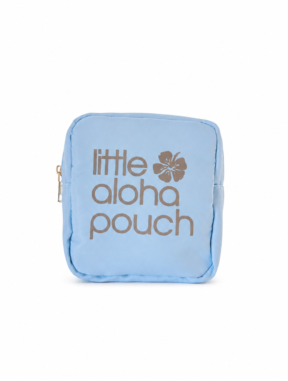 Little Aloha Pouch- sky blue/hibiscus