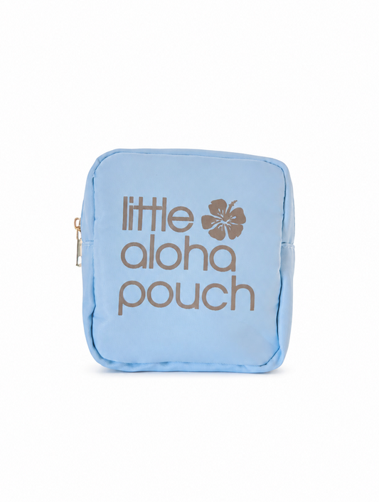 Little Aloha Pouch- sky blue/hibiscus