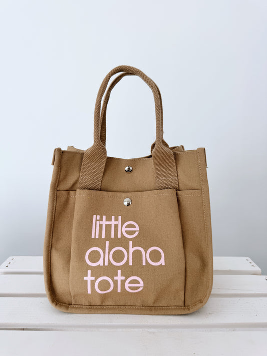 Little Aloha Tote (kraft/pink)