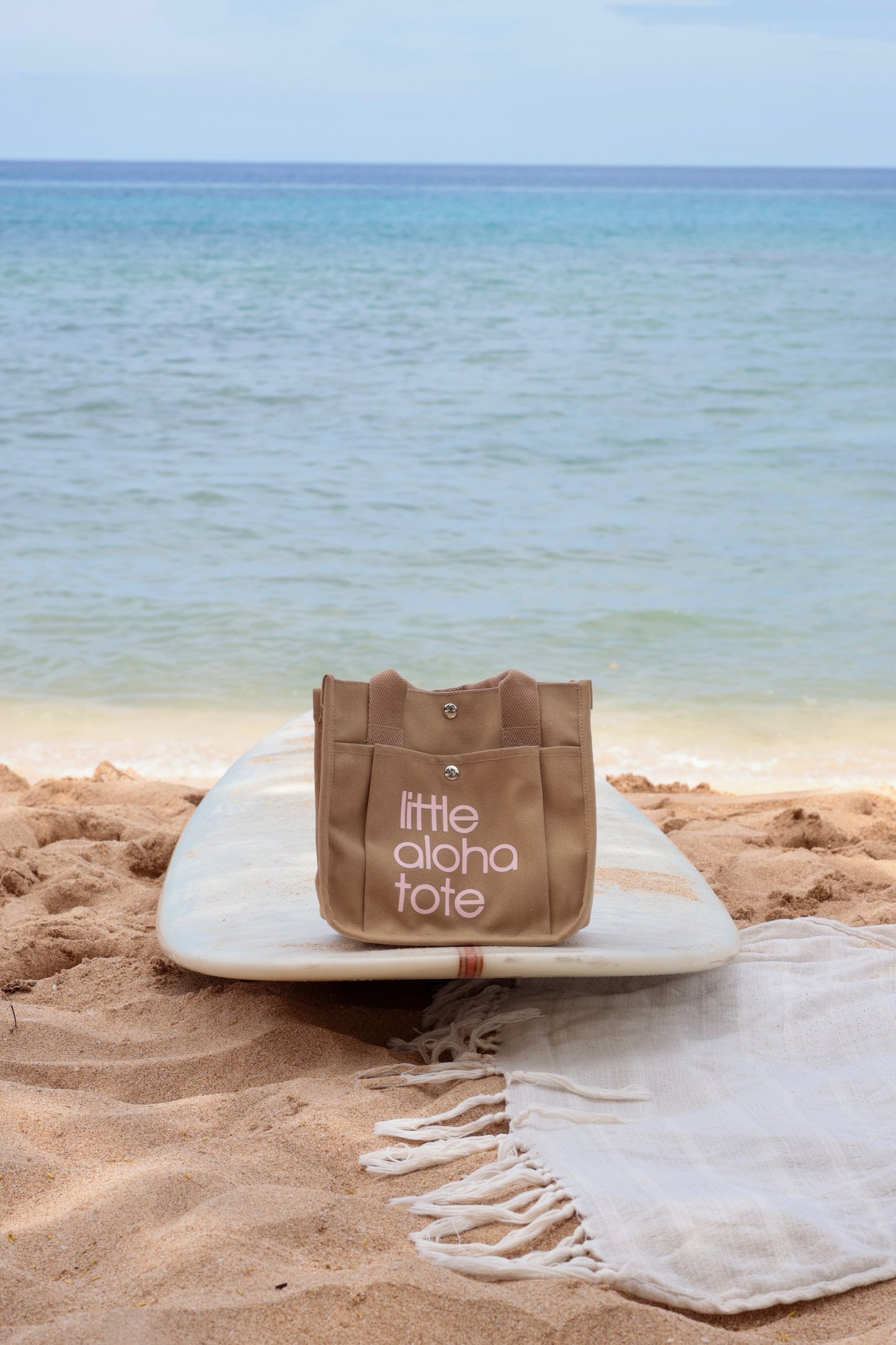 Little Aloha Tote- camel/blush pink