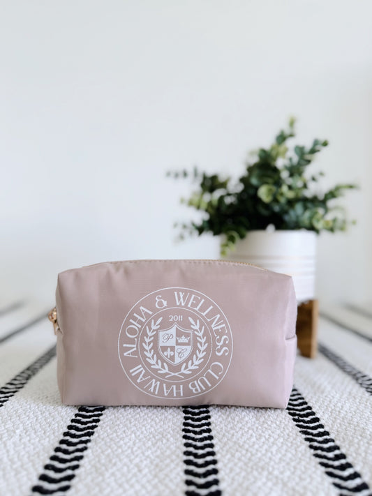 Aloha & Wellness Makeup Bag (taupe/white)