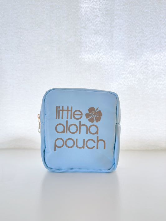 Little Aloha Pouch- sky blue/hibiscus