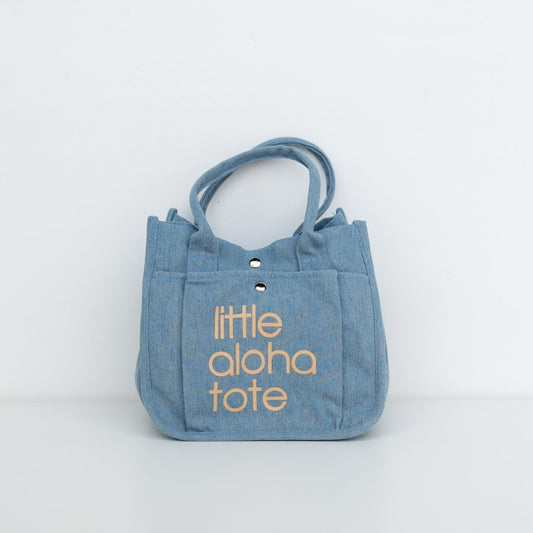 Little Aloha Tote- blue denim/beige